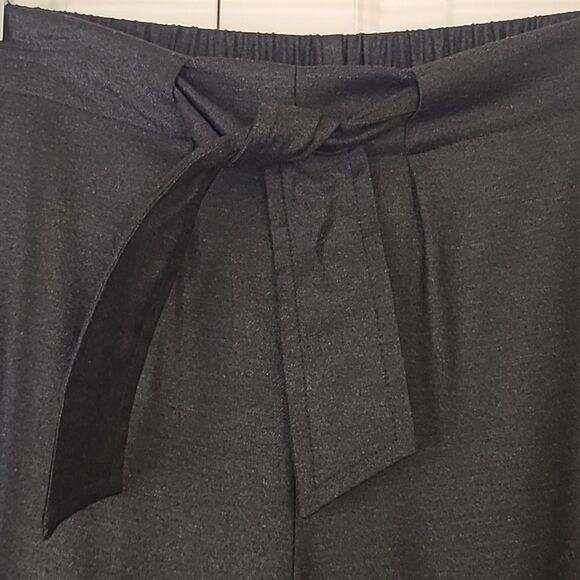 ST JOHN Wool Blend Tie Front Stretchy Charcoal Gray Pants Size M - Picture 3 of 12
